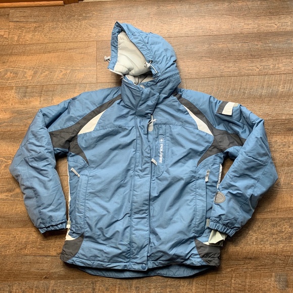 Pure Polaris Snowmobile winter free ride hooded Jacket blue Size Med womens - Picture 1 of 12